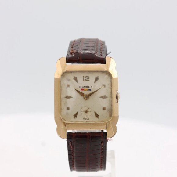 Vintage Benrus Dress Square Men's Mechanical Wristwatch 76 Swiss 10k RGP - Picture 1 of 4